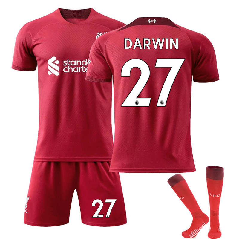 Liverpool Home Jersey 2022-23 DARWIN #27 Soccer Jersey Kids Adult 3-Pieces Jersey Kits