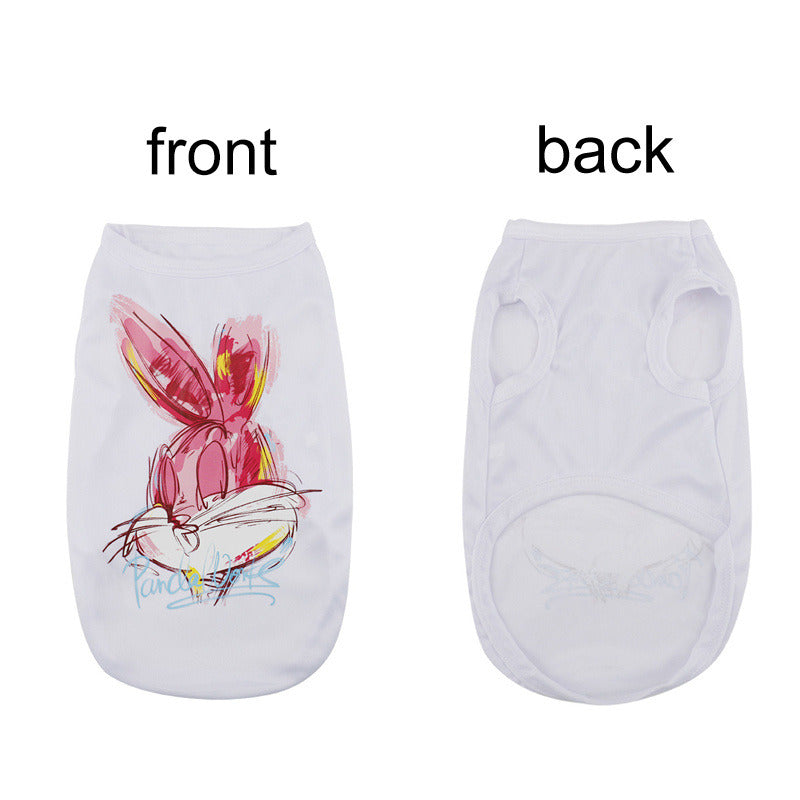 Dog Vest Summer Pet Clothes Cartoon Rabbit Breathable Comfortable-White