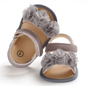 Baby Walker Shoes for Girls Flats Anti-Slip Open Toe Sandals-Grey