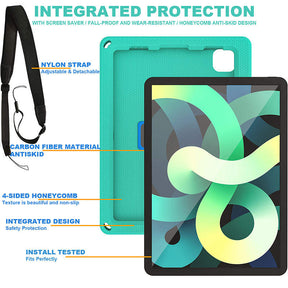 iPad Case With Handle Stand Shoulder Strap for iPad Pro 2018/2020 11 inch-GreenBlue