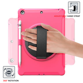 Spider Man 3-Layer Multi-Function Case With Pencil Holder+Cap For New iPad 10.2/2019 iPad 7-Rose Red