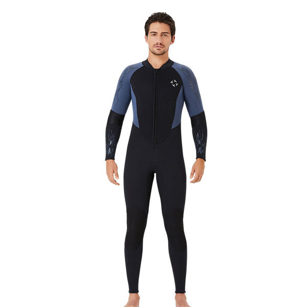 Adore 3mm One-piece Thermal Surfing Wetsuit + Long-sleeved Snorkeling Winter Swimsuit For Men-D330005-Gray