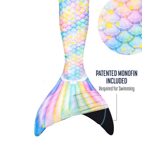 Kids Atlantis Mermaid Tails For Swimming Swimsuit With Flippers-Magic Color