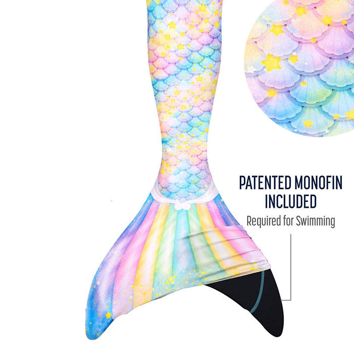 Kids Atlantis Mermaid Tails For Swimming Swimsuit With Flippers-Magic Color