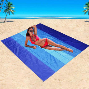 Sand Free Beach Blanket 82 x79inches Portable Waterproof Beach Mat-Blue Stitching