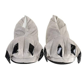 Unisex Soft Plush Home Slippers Animal Paw Claw Shoes-Grey