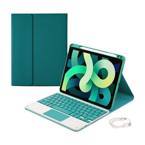 Removable Keyboard Case For iPad Air 4/iPad Air 5/iPad Pro 11 7 Color Backlit with Touch Panel Pen Slot-DarkGreen