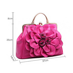 Womens Rose Flower Evening Clutches Formal Party Totes Shoulder Bag-LightGrey