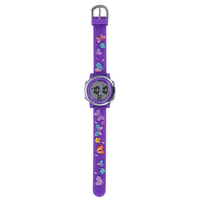 Girls Digital Sport Watches LED with 7 Colors Backlight 3D Butterfly Wristwatch-DarkPurple