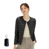 Womens Down Jacket Packable Lightweight Two Wear Waterproof Coat-Black