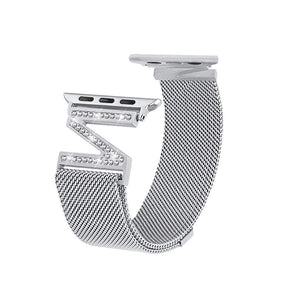 Z Diamond Metal Mesh Watch Watch Band With Steel Magnetic Absorption Loop For Apple Watch SE/6/5/4/3/2/1(Silver)