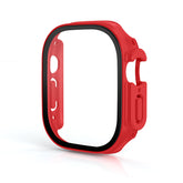 Screen Protector Case with Tempered Glass Film For Apple iWatch 8 Ultra -Red