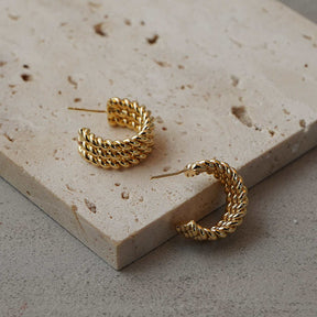 Three-layer Twisted Rope C-shaped Earrings for Women