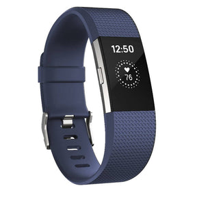 Replacement Strap For Fitbit Charge 2 Silicone Adjustable Sports Wristband-Navy Blue