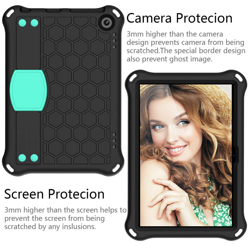 Hive Kindle Fire HD8/HD8 Plus (2020) Tablet Case Durable Stand Cover With Shoulder Strap-BlackAqua