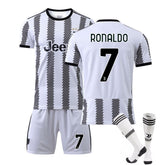 Juventus Home Jersey 2022-23 RONALDO #7 Soccer Jersey Kids Adult 3-Pieces Jersey Kits