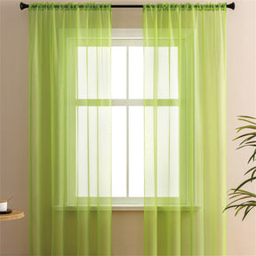 2 Panels Sheer Voile Rod Pocket Elegance Curtains for Living Room Bedroom-19