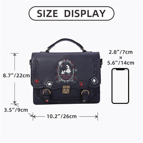 Women Vintage Messenger Bag Lolita Cute Handbags for Girls-Black