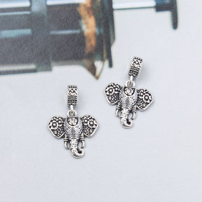 Lucky Elephant with Flower Charms Dangle Bead