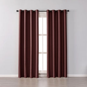 2 Panels Solid Color Blackout Curtains for Living Room-Claret