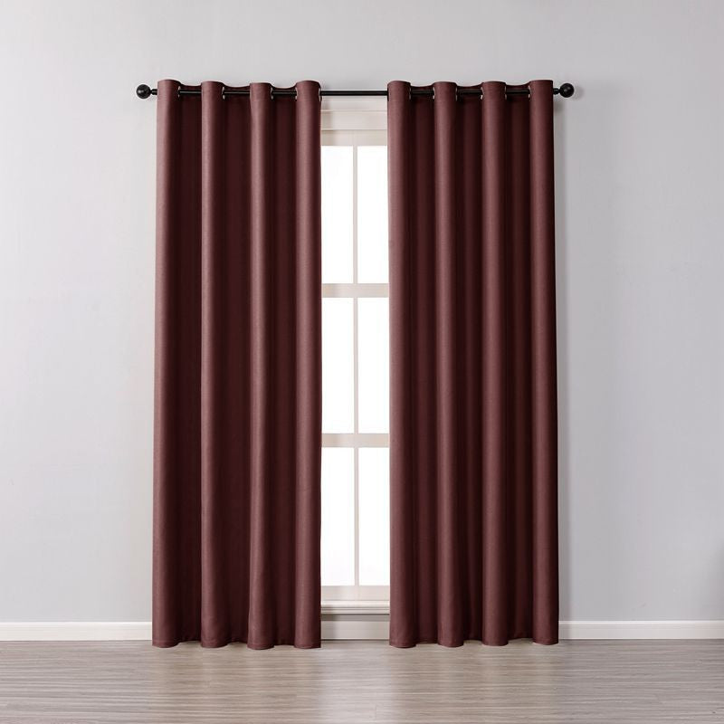 2 Panels Solid Color Blackout Curtains for Living Room-Claret