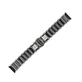 Ceramic Watch Band Butterfly Clasp For Samsung Galaxy Watch 42/46mm Gear S3 Frontier/Classic(Silver Black)