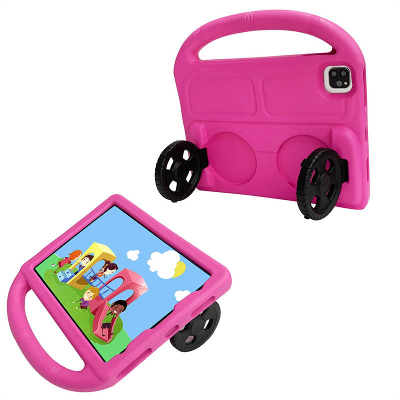 Wheel iPad Case For iPad Pro 11/Air4 10.9 inch Shockproof Stand Cover With Handle Stand-Rose