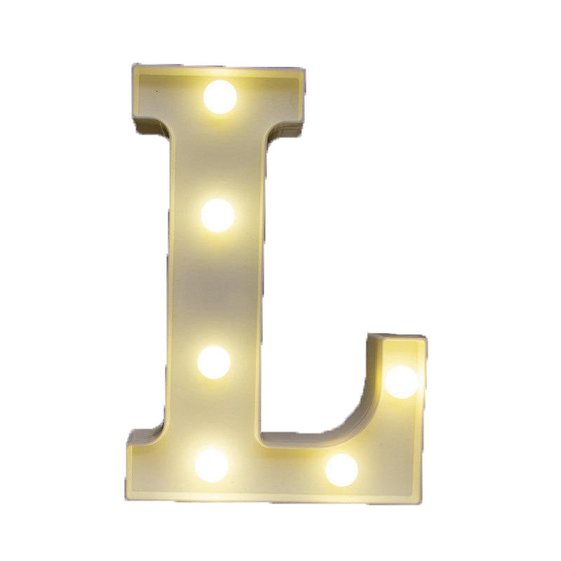 Decorative Led Light Up Number Letters White Plastic Marquee Number Lights Sign Party Wedding Decor Battery Operated (L)