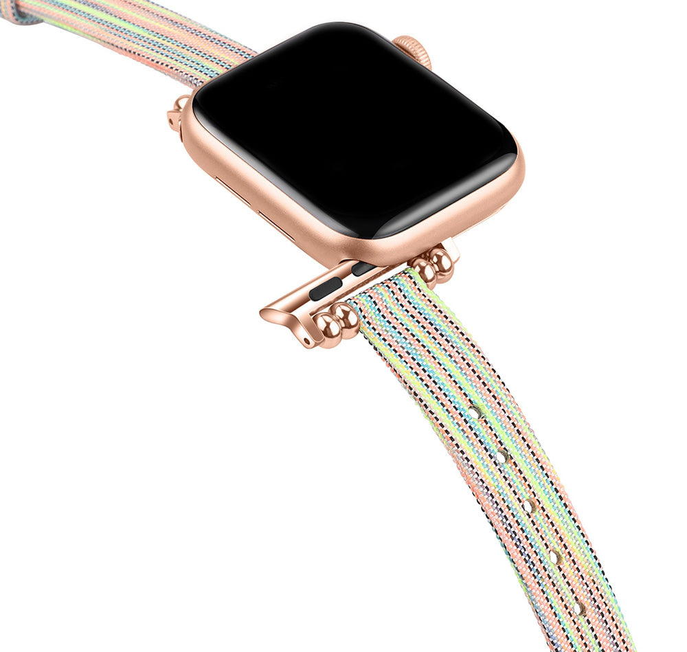 Slim Canvas Watch Band With Positioning Beads For Apple Watch SE/6/5/4/3/2/1(Colorful)
