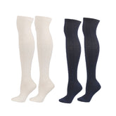2Packs Women Extra Long High Socks Knit Warmers Thick Tall Long Boot Stockings Leg-WhiteNavy