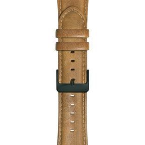 Oil Wax Leather Watch Strap For Apple iWatch-Yellow Brown