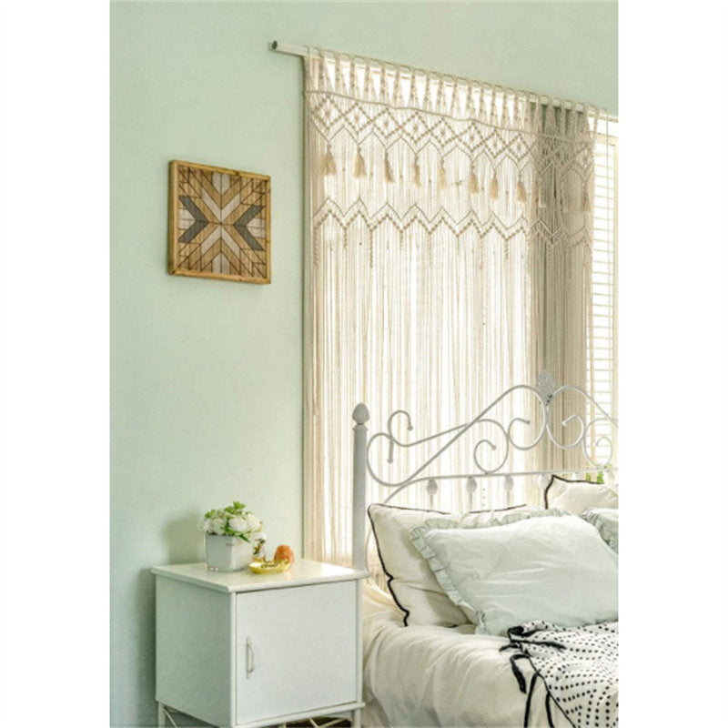 Macrame Curtain Boho Woven Wall Hanging Window Curtains 52''W x 71''L