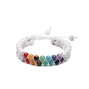 Bead Bracelet 7 Chakras Healing Crystals Bracelet Stone Beads Double Layer Bracelets-White