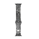 Color Printing Silicone Watch Band For Apple Watch SE/6/5/4/3/2/1(Black White Leopard)