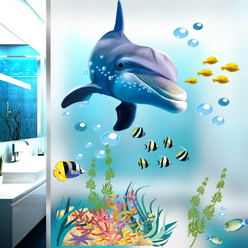 Removable Creative DIY 3D The World Under Sea Dolphin Seagrass Coral Home Art Wall Stickers for Kids Room
