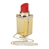 Women Acrylic Lipstick Shape Evening Purses Vintage Banquet Handbag-Gold Red