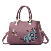 Women Satchel Bags Crossbody Embroidery Handbags-Purple