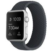 Soft Silicone Solo Loop Braided Wristbands Replacement Strap for iWatch Series SE/6/5/4/3/2/1-Charcoal