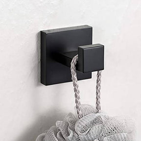 2 Pack Bathroom Hooks 304 Stainless Steel Square Wall Hooks-Black