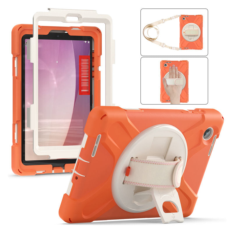 Tablet Case Heavy Duty with Swivel Stand for Lenovo Tab M8 4th Gen-Orange