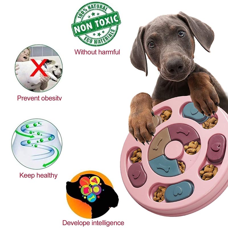 Dog Puzzle Feeder Toys for IQ Training Mental Enrichment-Pink