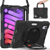 OnePieceB iPad Case For iPad Mini 6 Rugged Shockproof Case With Holder and Shoulder Strap-Black