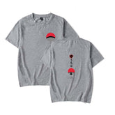 Mens Tops Japanese Anime Naruto Same Style Trend Short Sleeved T-shirt-E Gray