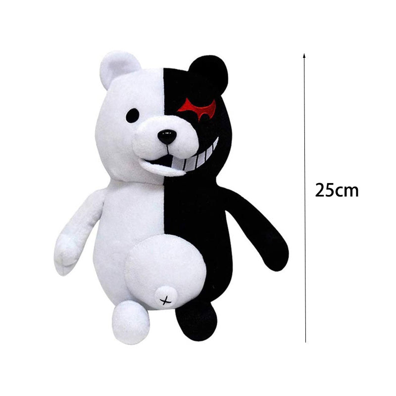 Black White Bear Plush Doll for Birthday Child Pillow Toy Home Decor Adornment -25cm
