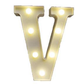 Decorative Led Light Up Number Letters White Plastic Marquee Number Lights Sign Party Wedding Decor Battery Operated (V)