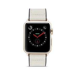 Silicone+Leather Watch Strap For Apple iWatch-RiceWhite