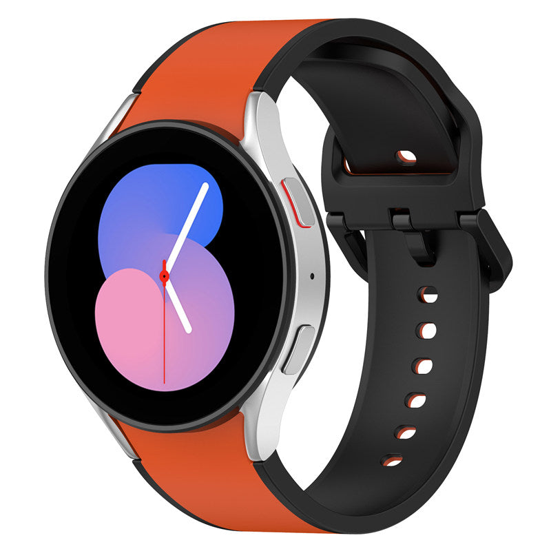 20mm Two Tone Silicone Sports Strap for Samsung Galaxy Watch 5-OrangeBlack