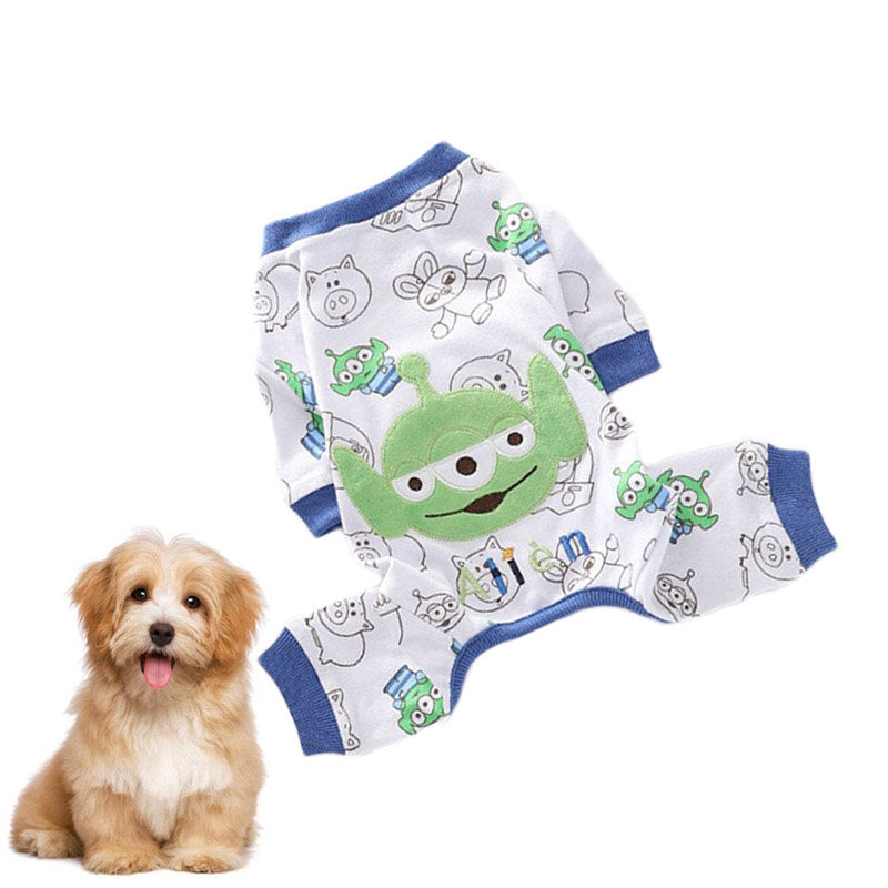 Cartoon Aliens Dog Pajamas Stretchy Cool 4 Legs Jumpsuit for Summer