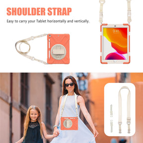 Morandi Tablet Case For Samsung Galaxy Tab A7 10.4 T500/T505/T507/T505N 2020 Kids Safe Shockproof Protective Cover With Kickstand+Strap-Coral Orange