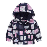 Boys Girls Cartoon Print Zip Lightweight Jacket Hooded Coats Casual Windbreaker-23